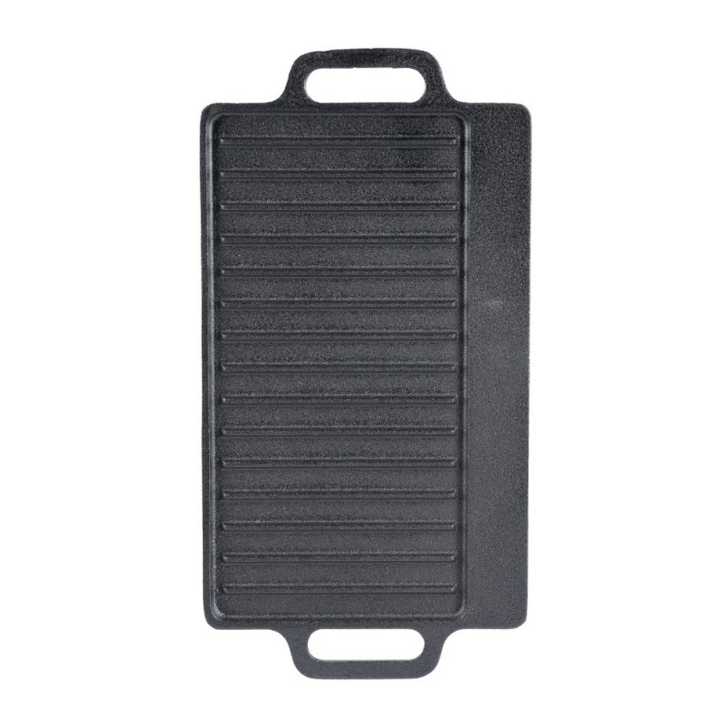 Dobbeltsidet støbejernsgrillplade, 38x23 cm - 