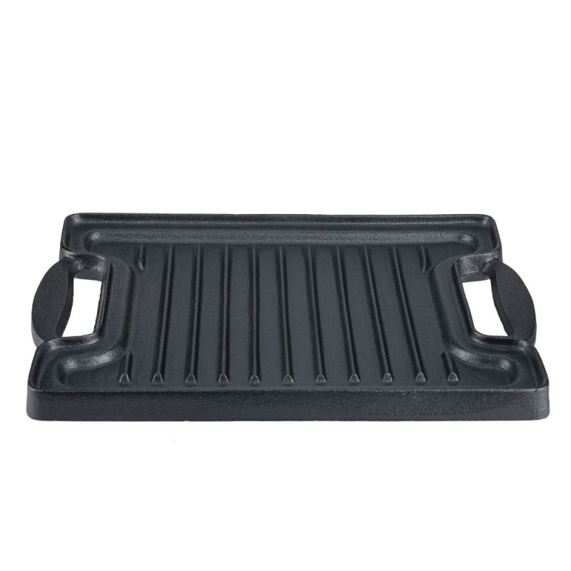 Dobbeltsidet støbejernsgrillplade, 36x25 cm - Støbejernsplade