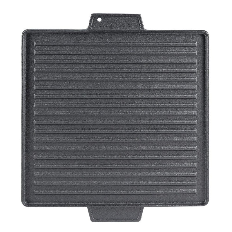 Dobbeltsidet støbejernsgrillplade, 38x38 cm - 