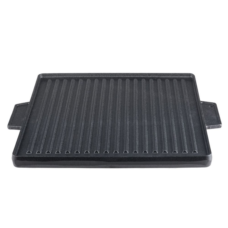Dobbeltsidet støbejernsgrillplade, 38x38 cm - 