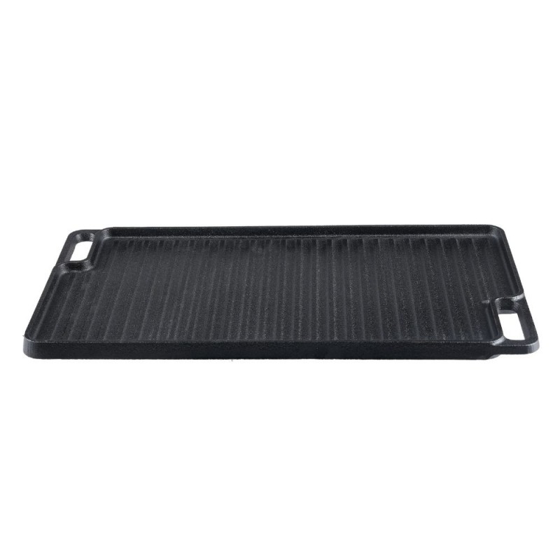 Dobbeltsidet støbejernsgrillplade, 46x26 cm - 