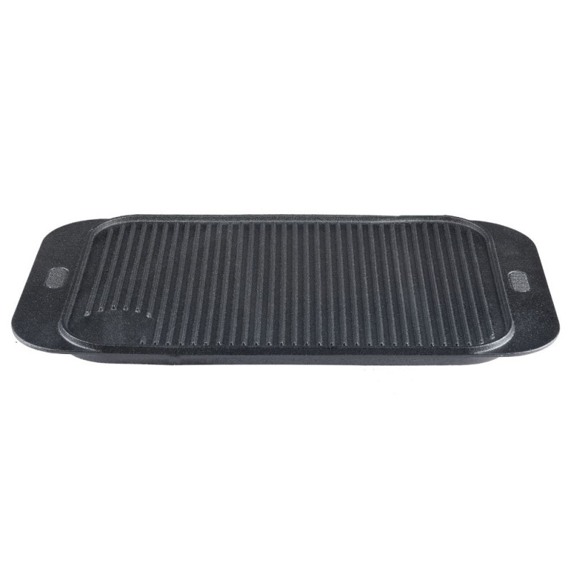 Dobbeltsidet støbejernsgrillplade, 48x26 cm - Støbejernsplade