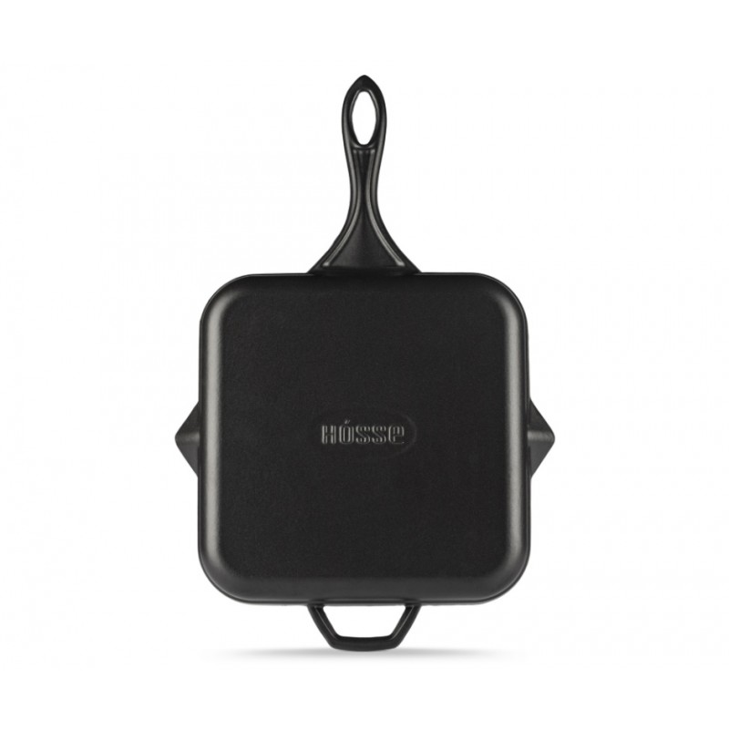 Emaljeret støbejernspande til grill Hosse, Black Onyx, 28x28cm | Støbejernspande til grill | Støbejernspande |