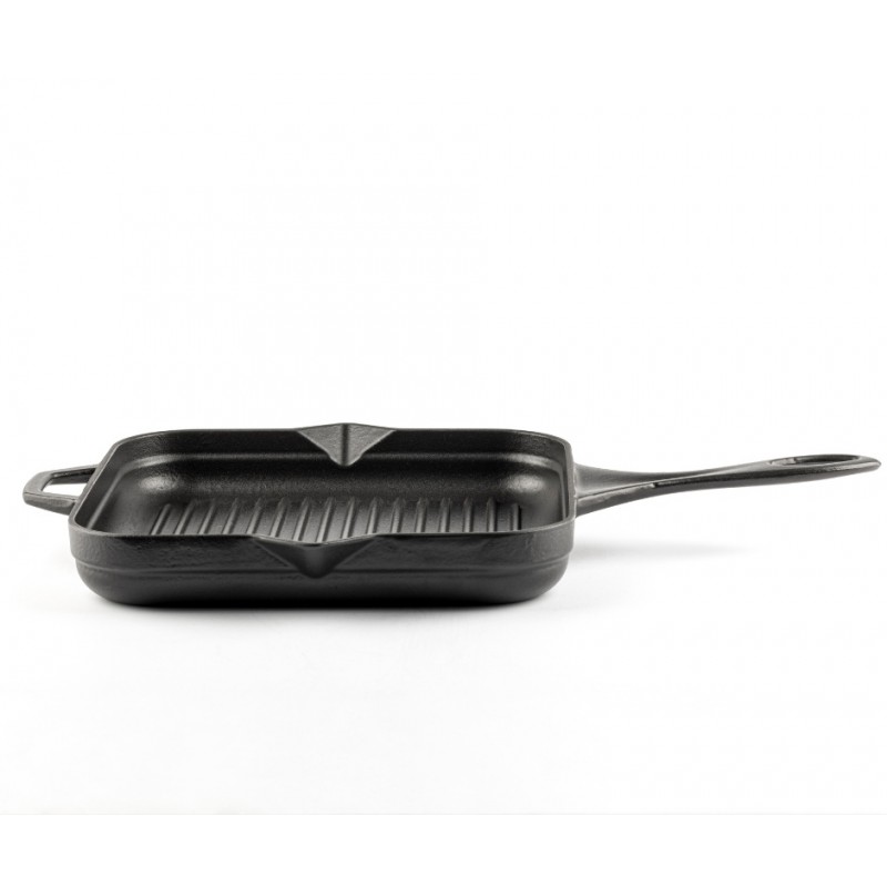 Emaljeret støbejernspande til grill Hosse, Black Onyx, 28x28cm | Støbejernspande til grill | Støbejernspande |