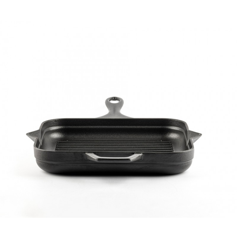 Emaljeret støbejernspande til grill Hosse, Black Onyx, 28x28cm | Støbejernspande til grill | Støbejernspande |