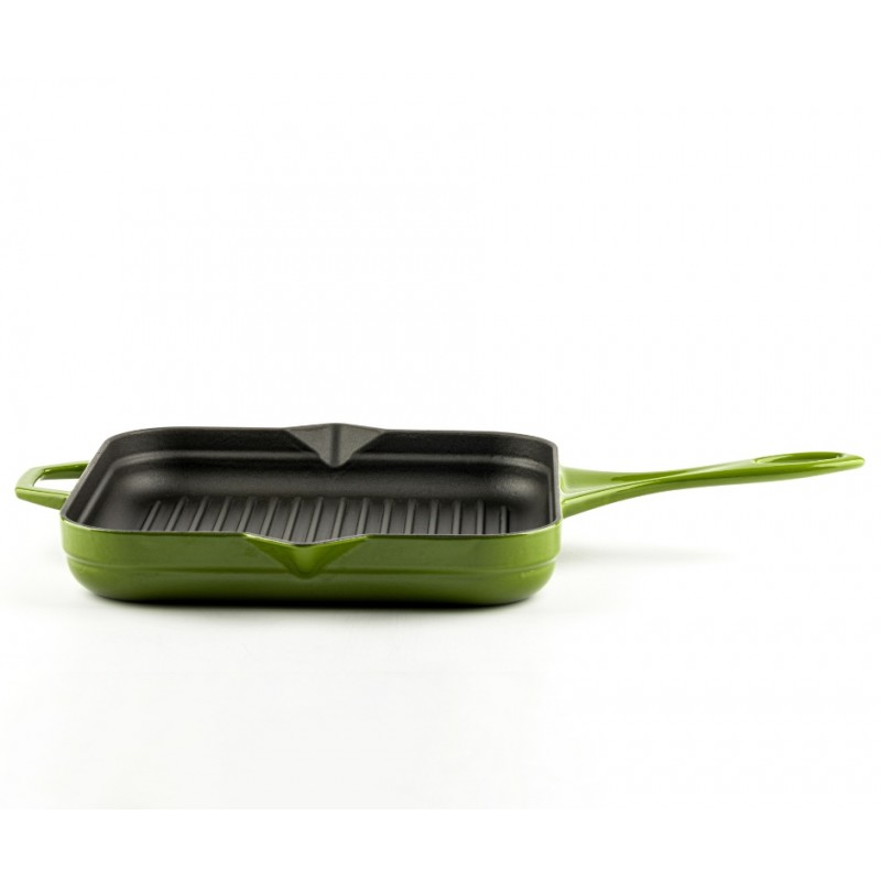 Emaljeret støbejernspande til grill Hosse, Bamboo, 28x28cm | Støbejernspande til grill | Støbejernspande |