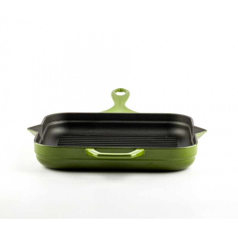 Emaljeret støbejernspande til grill Hosse, Bamboo, 28x28cm | Støbejernspande til grill | Støbejernspande |