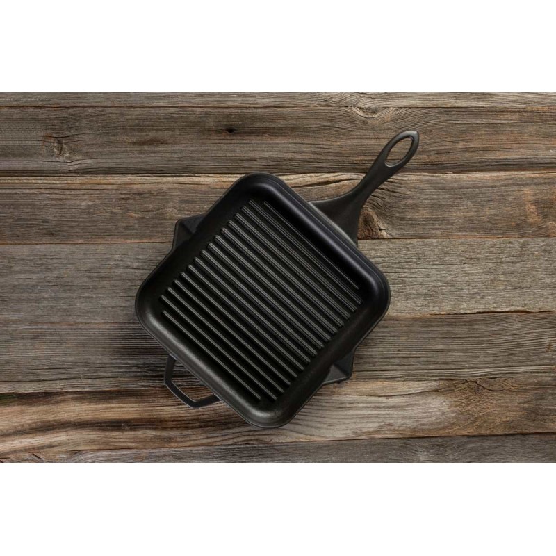 Emaljeret støbejernspande til grill Hosse, Black Onyx, 28x28cm | Støbejernspande til grill | Støbejernspande |