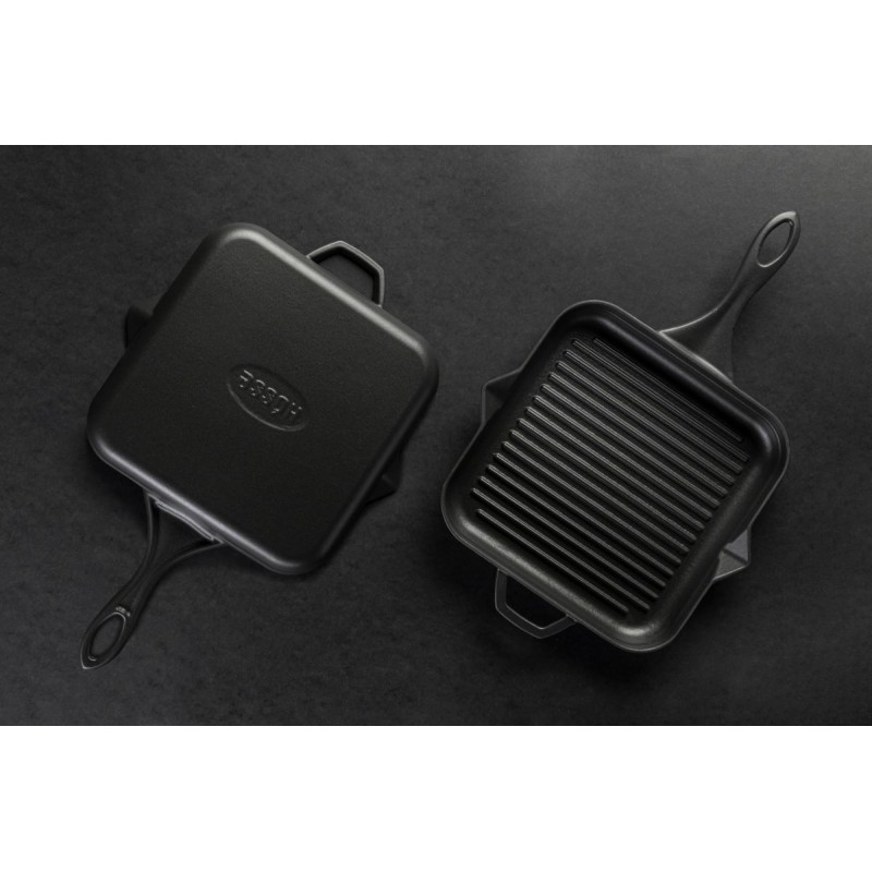Emaljeret støbejernspande til grill Hosse, Black Onyx, 28x28cm | Støbejernspande til grill | Støbejernspande |