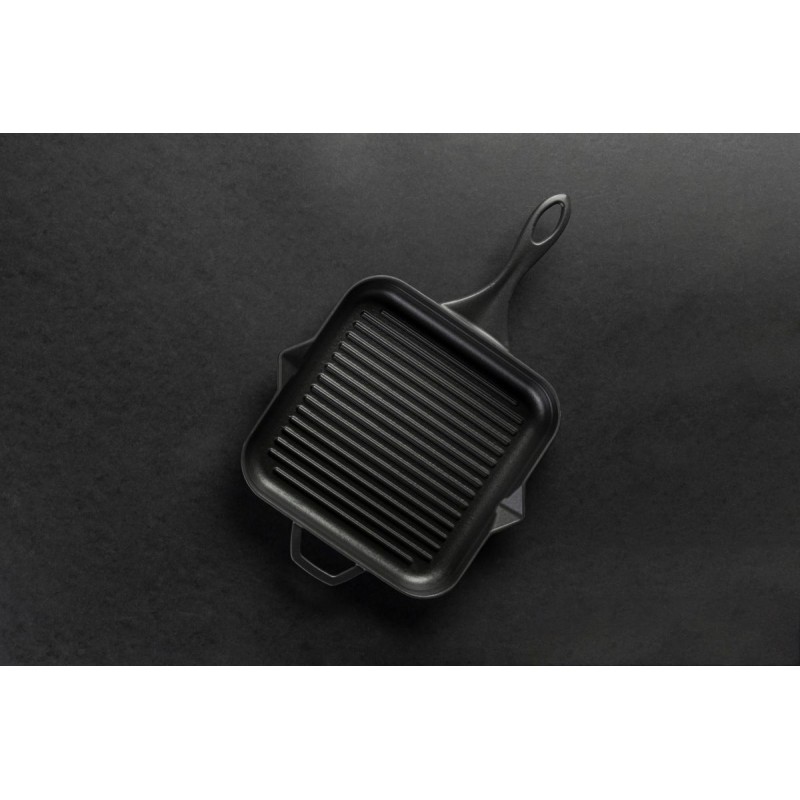 Emaljeret støbejernspande til grill Hosse, Black Onyx, 28x28cm | Støbejernspande til grill | Støbejernspande |