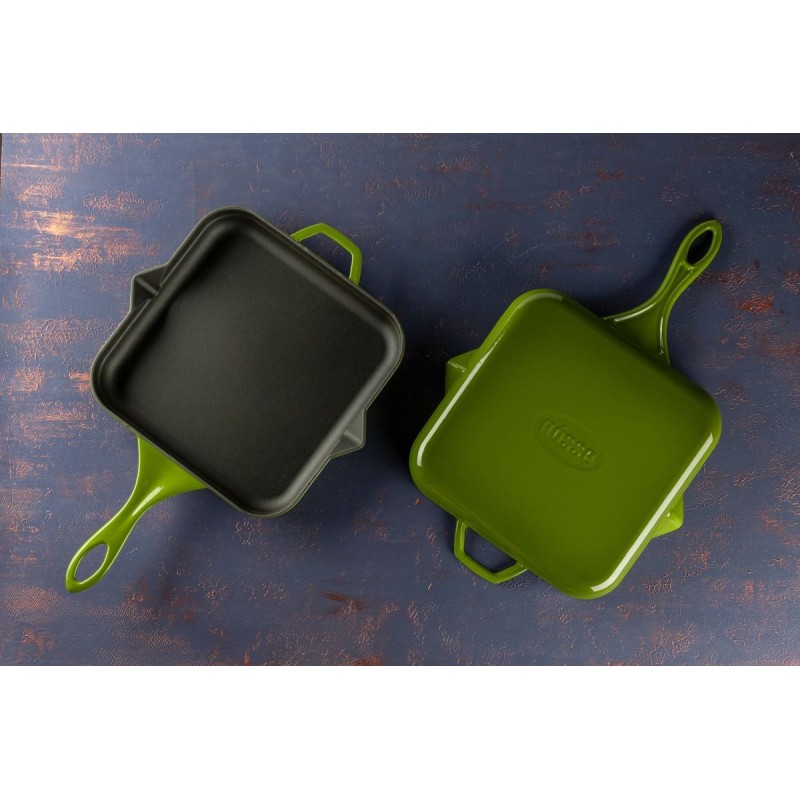 Emaljeret støbejernspande Hosse, Bamboo, 28x28cm | Flad støbejernspande | Støbejernspande |