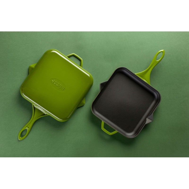 Emaljeret støbejernspande Hosse, Bamboo, 28x28cm | Flad støbejernspande | Støbejernspande |