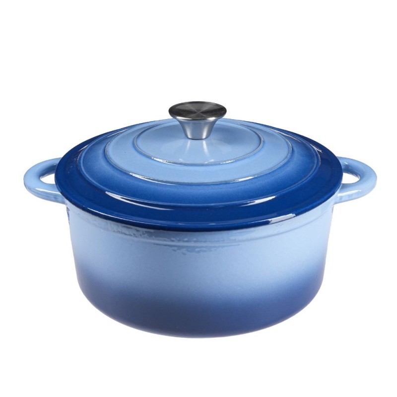 Emaljeret støbejernsgryde, Blå, Ф22 - Støbejernsgryde