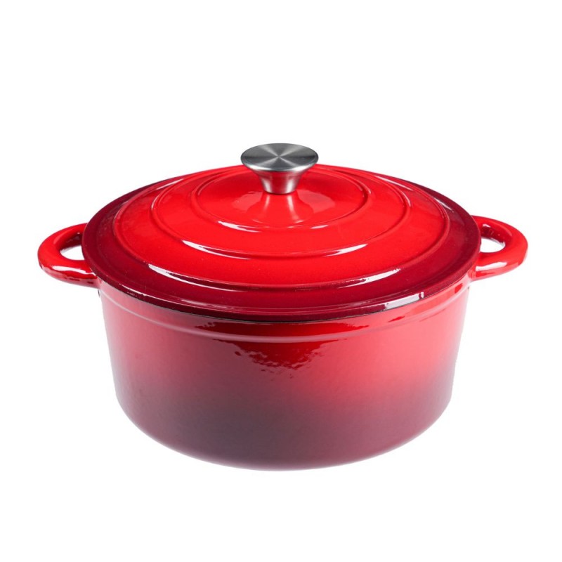 Emaljeret støbejernsgryde, Rød, Ф22 - Støbejernsgryde